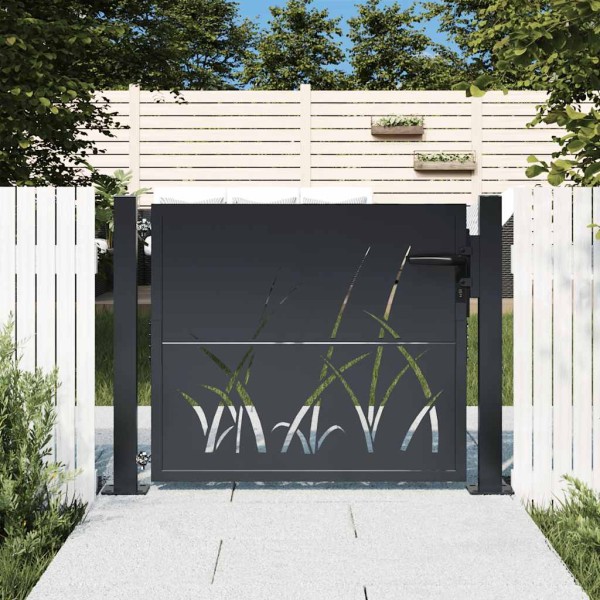 Garden gate, anthracite color, 100x75 cm, steel, grass pattern
