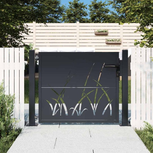 Garden gate, anthracite color, 100x100 cm, steel, grass pattern