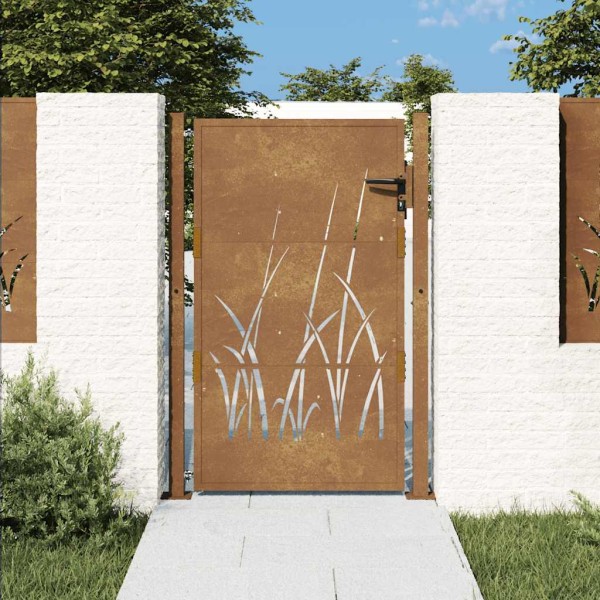 Garden gate, 100x125 cm, Corten steel, grass pattern