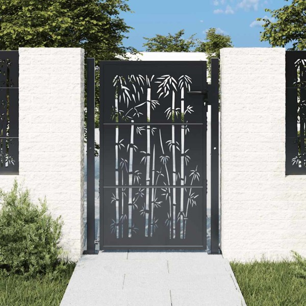Garden gate, anthracite color, 100x150 cm, steel, bamboo design