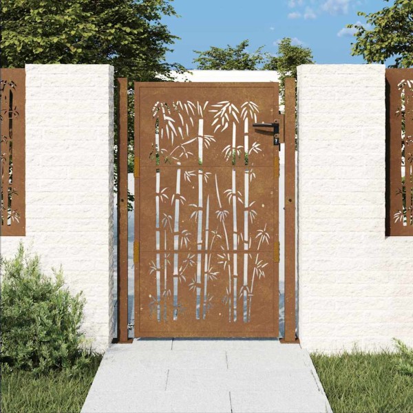 Garden gate, 100x150 cm, Corten steel, bamboo design