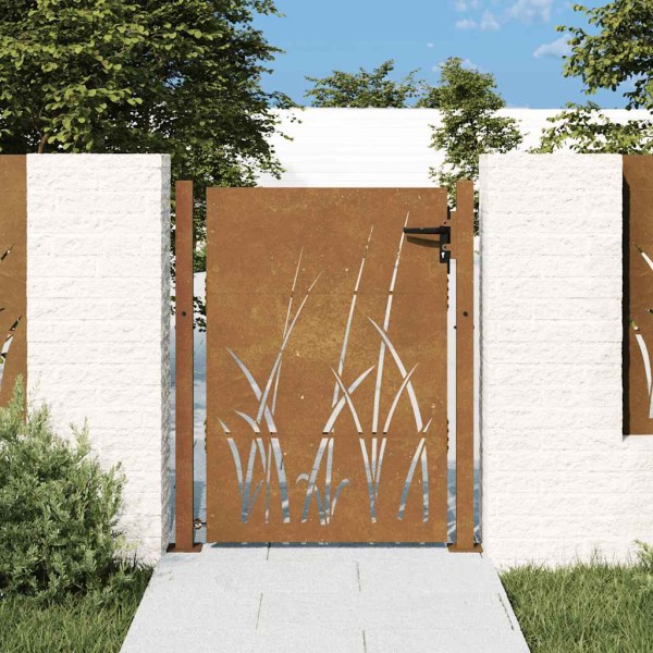 Garden gate, 100x150 cm, Corten steel, grass pattern