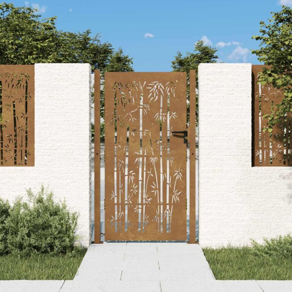 Garden gate, 100x200 cm, Corten steel, bamboo design