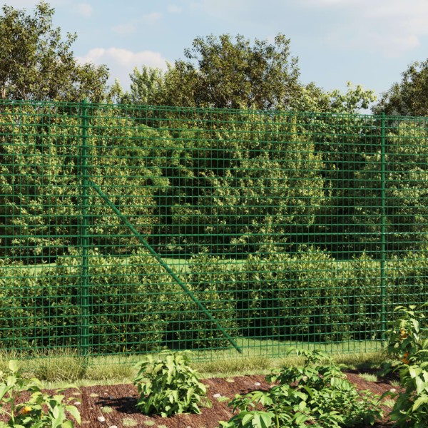 Wire mesh fence with flanges, green color, 1.4x10m