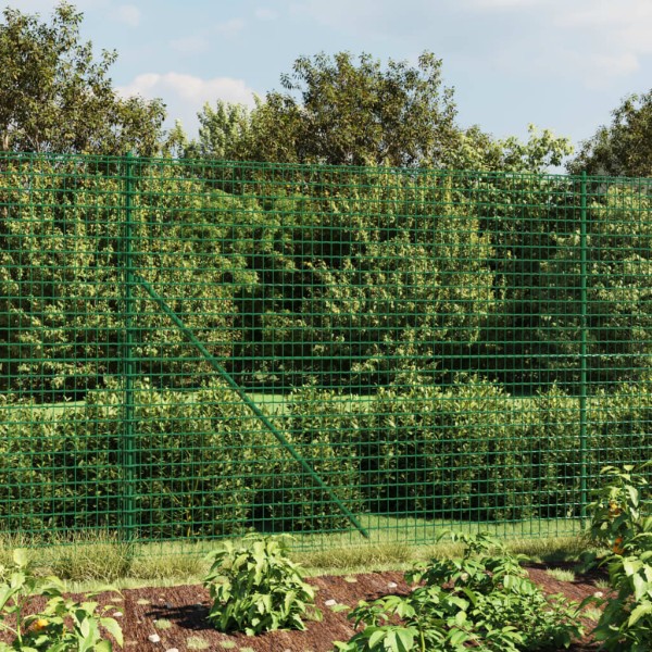 Mesh wire fence with flanges, green color, 1.6x10m
