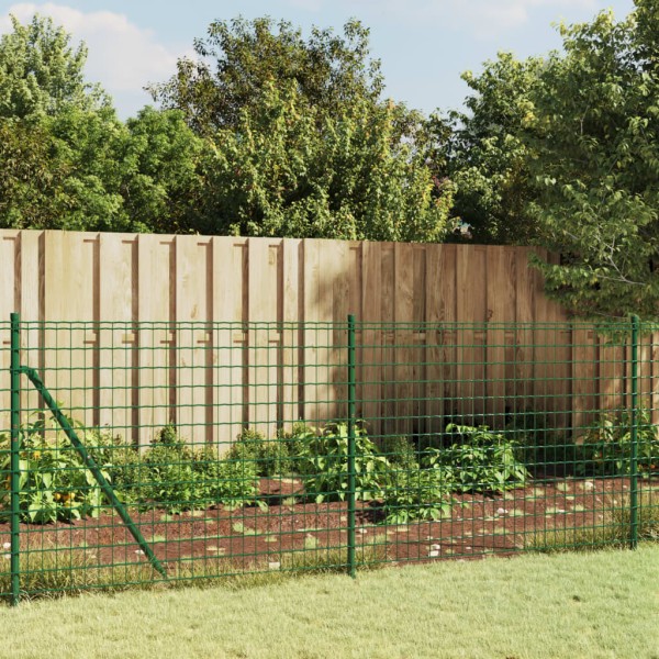 Wire mesh fence with flanges, green color, 1.1x25m