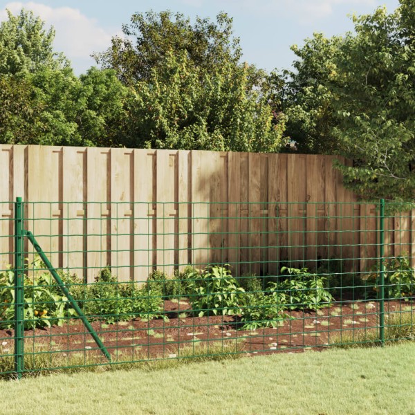 Wire mesh fence with flanges, green color, 1.1x25m