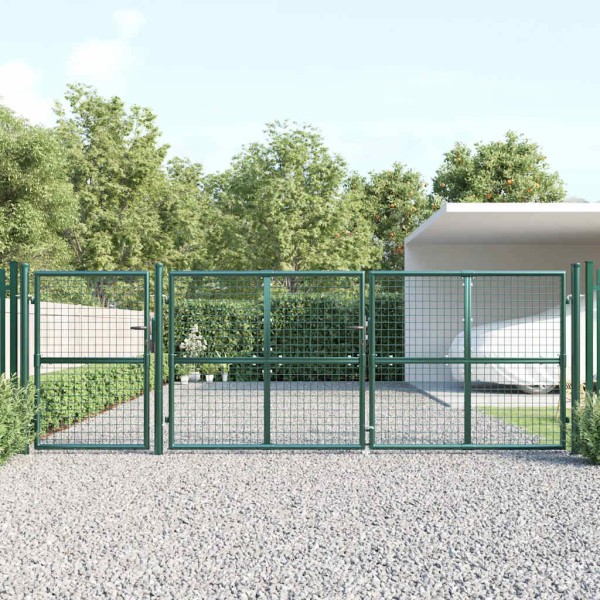 Mesh garden gate, green, 400x125 cm, galvanized steel