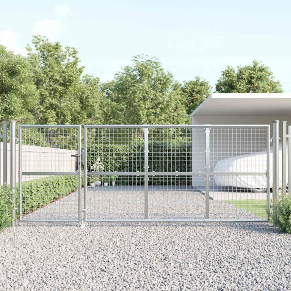 Mesh garden gate, silver, 350x125 cm, galvanized steel