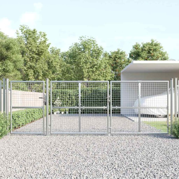Mesh garden gate, silver, 400x125 cm, galvanized steel