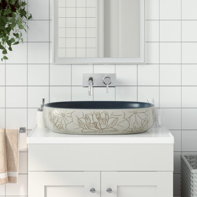 Washbasin, beige and blue,...