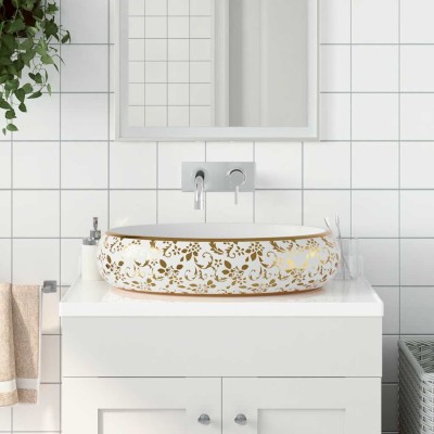 Washbasin, white/gold,...