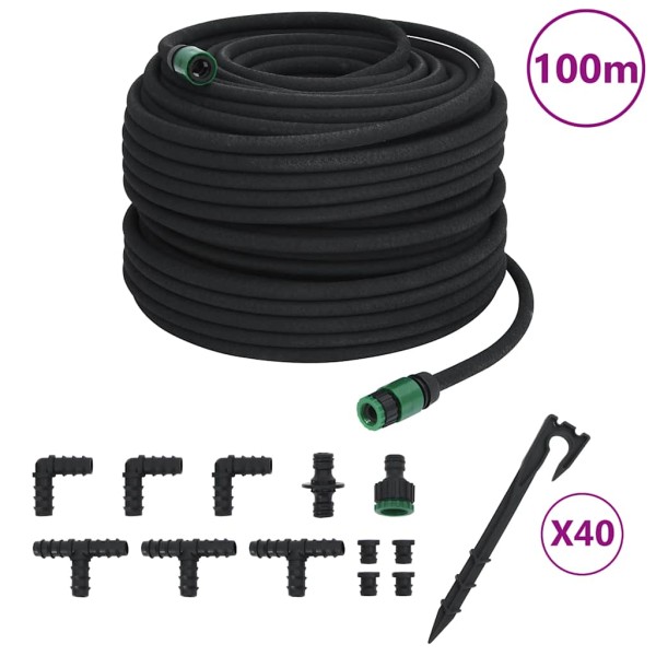 Drip garden hose, black, 0.6", 100m, rubber