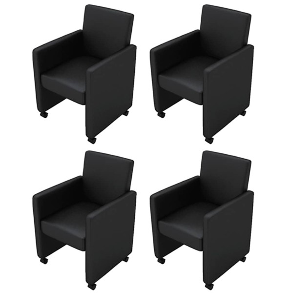 Dining room chairs, 4 pcs., black color, artificial leather