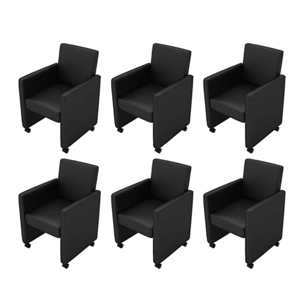 dining chairs, 6 pcs., black color, artificial leather