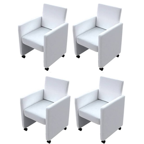 Dining room chairs, 4 pcs., white color, artificial leather