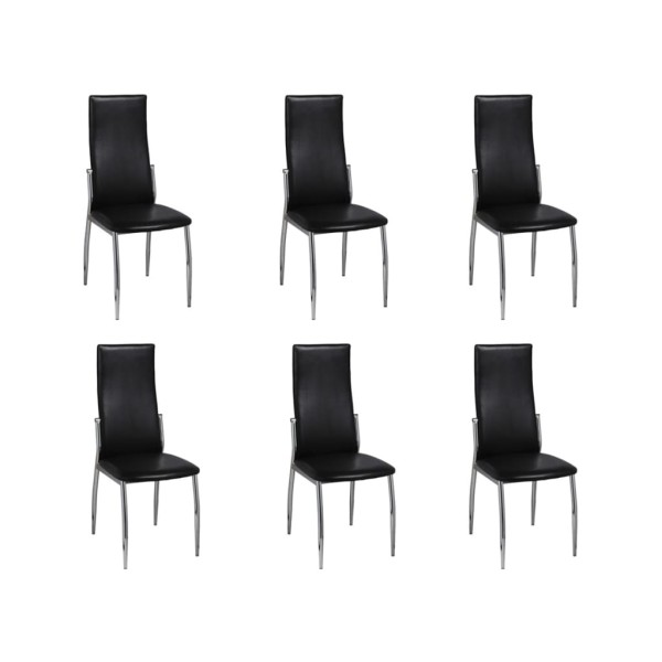 dining chairs, 6 pcs., black color, artificial leather