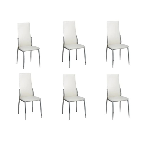Dining room chairs, 6 pcs., white, artificial leather