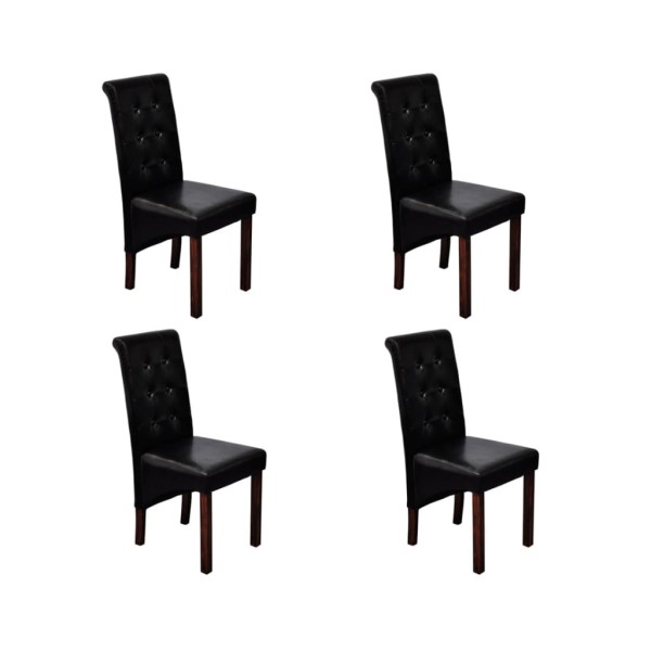 Dining room chairs, 4 pcs., black color, artificial leather