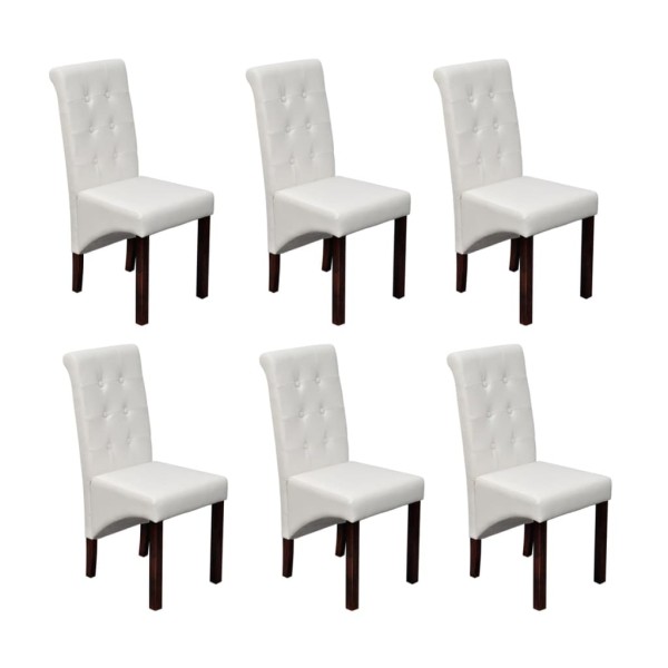 Dining room chairs, 6 pcs., white, artificial leather