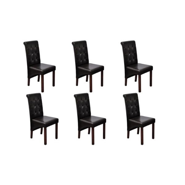 Dining room chairs, 6 pcs., brown, artificial leather
