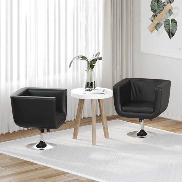 Bar stools, 2 pcs., artificial leather, black