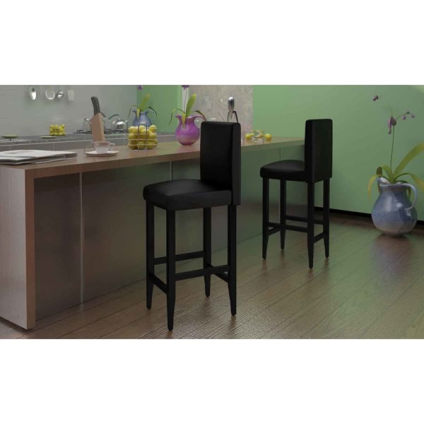 Bar stools, 6 pcs., black, artificial leather