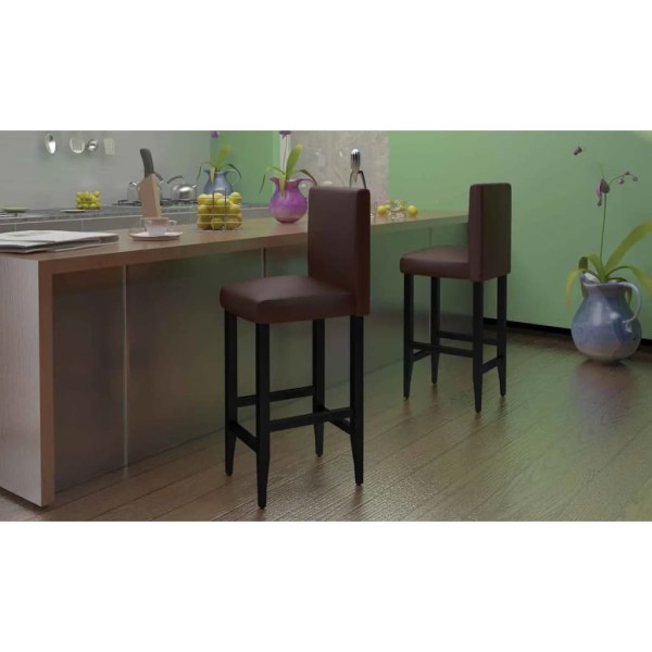 Bar stools, 6 pcs., dark brown, artificial leather