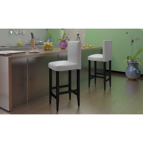 Bar stools, 4 pcs., white, artificial leather