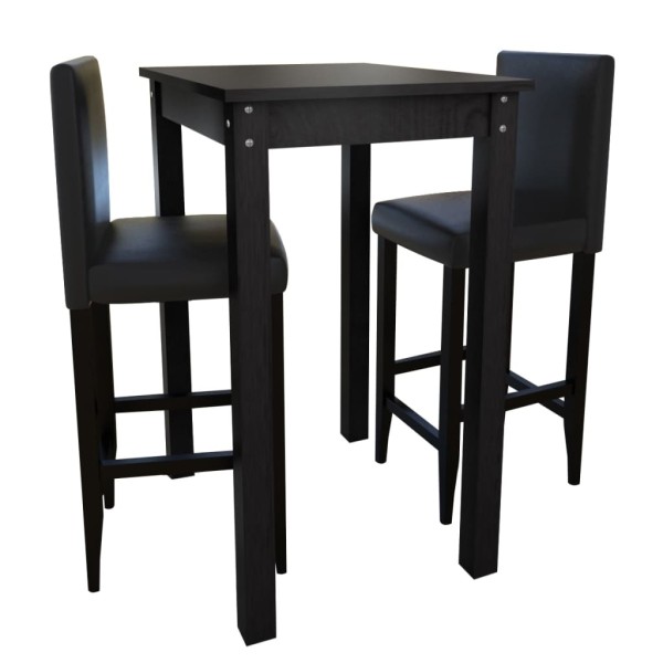 Bar table with 2 bar chairs, black