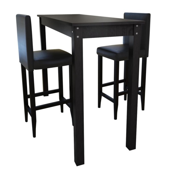 Bar table with 2 bar chairs, black