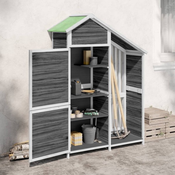 Garden shed for tools, grey, 120x53.5x170cm, solid pine