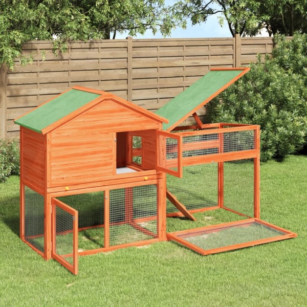 Rabbit cage, brown, 185.5x60.5x109.5cm, solid pine
