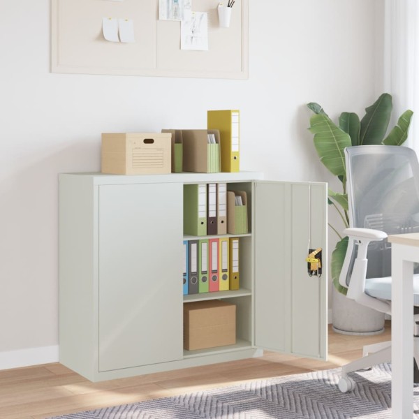 Office cabinet, 2 doors, gray, 90cm, steel
