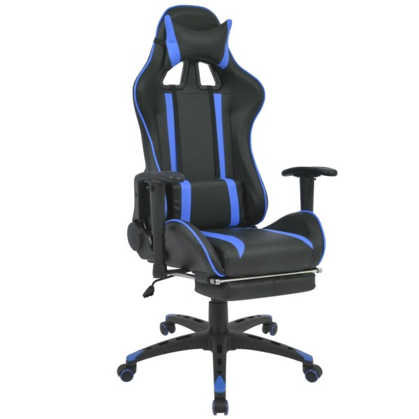 Reclining office/gaming chair with footrest, blue