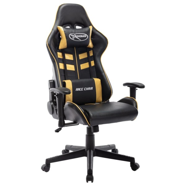 Gaming chair, black and gold, artificial leather