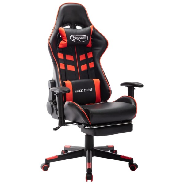 Gaming chair with footrest, black and red, artificial leather
