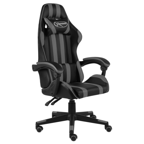 Gaming chair, black and gray, artificial leather