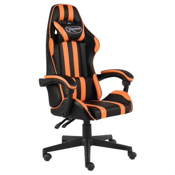 Gaming chair, black and orange, artificial leather