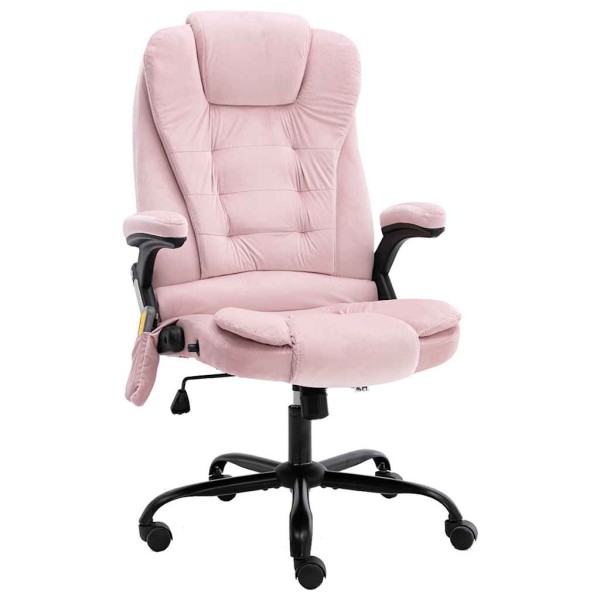 Massage office chair, pink, velvet