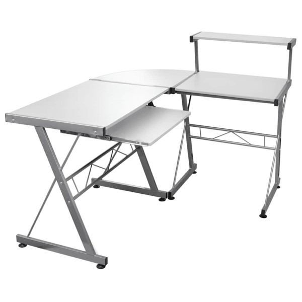 Corner computer desk, white, 132x112x99cm, wood