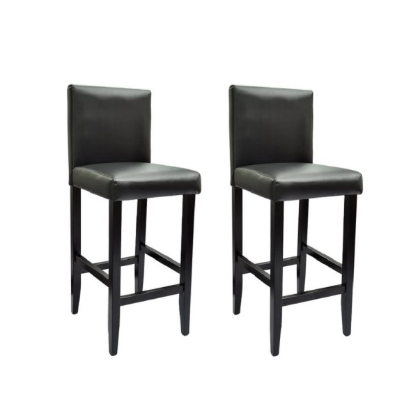 Bar stools, 2 pcs., black, artificial leather