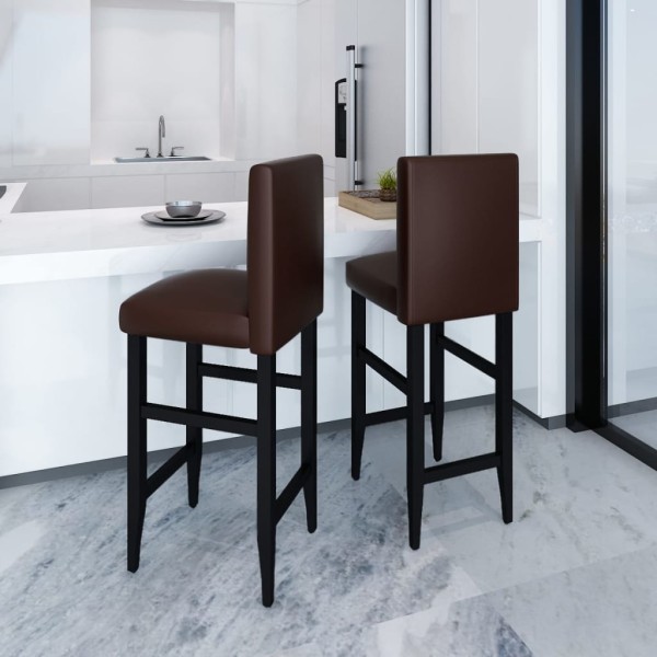 Bar stools, 2 pcs., dark brown color, artificial leather