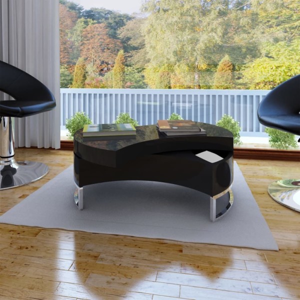 Coffee table, adjustable, high gloss, black