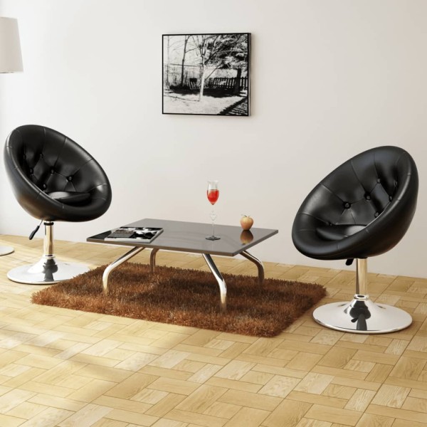 Bar stools, 2 pcs., black color, artificial leather