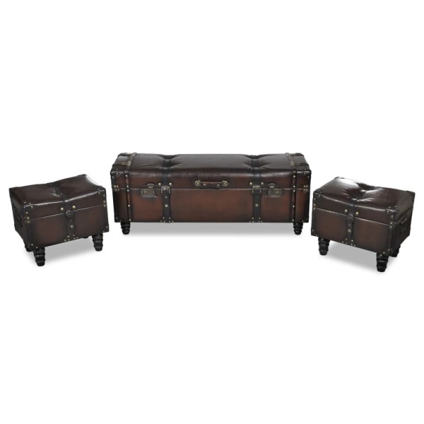 Set of bench with storage boxes, brown, 3 pcs.