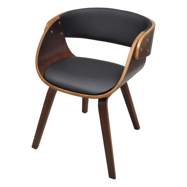 Dining chair, curved wood and artificial leather