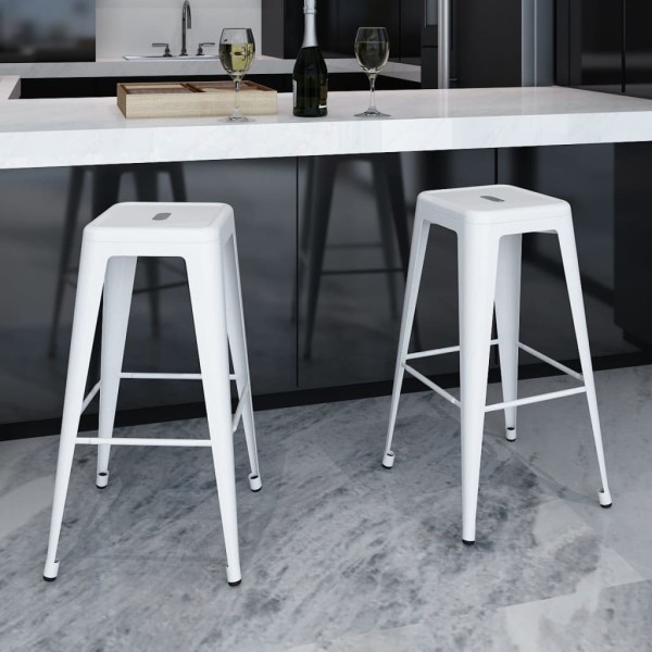 Bar stools, 2 pcs., white, steel