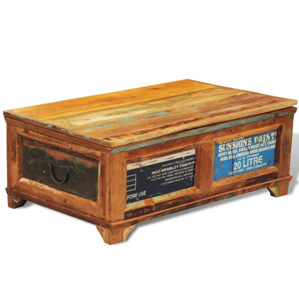 Coffee table with storage space, vintage, recycled wood