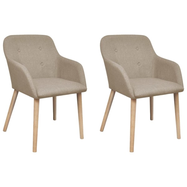 Dining chairs, 2 pcs., cream fabric and oak wood. array